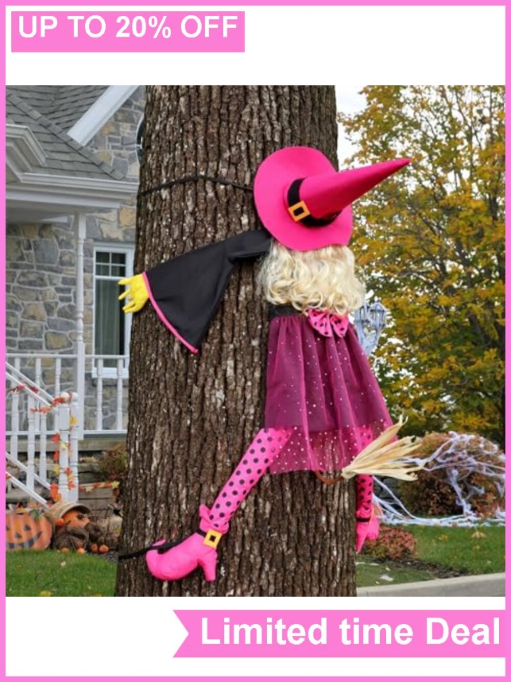 53" Crashing Witch Outdoor Halloween Yard Decoration Hanging